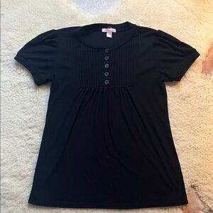 Lux y2k vintage puff sleeve Henley sweater top black